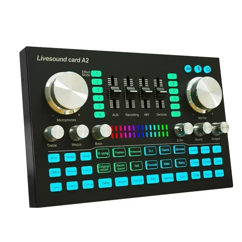 Audio And Music Mixer - A2 Geluidskaart live Geluidskaart Bluetooth-compatibele Mixer