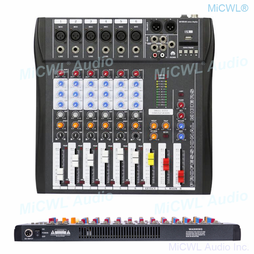 Audio And Music Mixer - Audiomixer MiCWL 6-kanaals Bluetooth Muziek USB