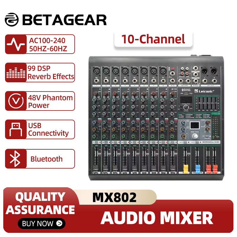 Audio And Music Mixer - Leicozic Mixing Console MX802 10-kanaals audiomixer