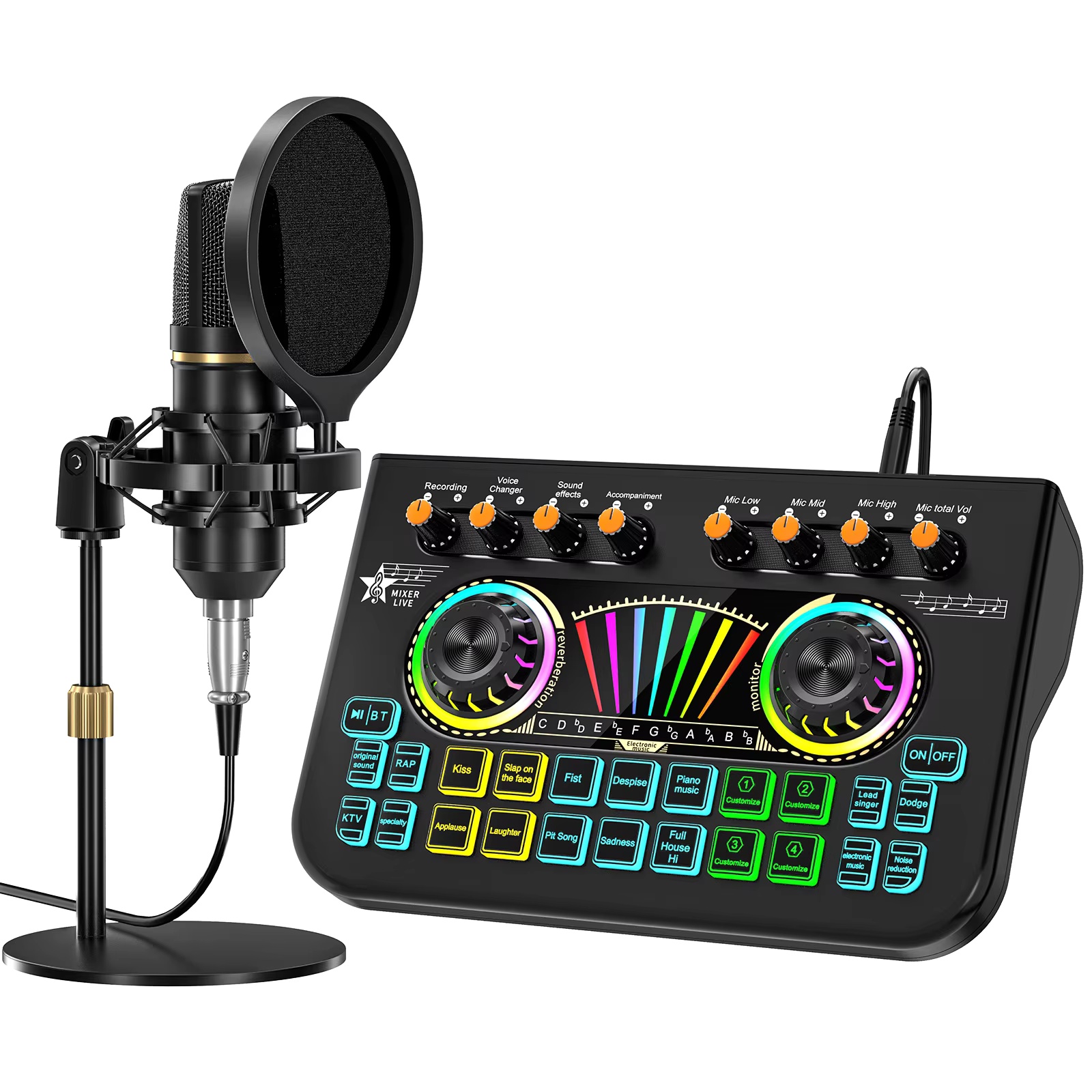 Audio And Music Mixer - Tenlamp Podcast-apparatuurbundel met 3,5 mm condensatormicrofoon