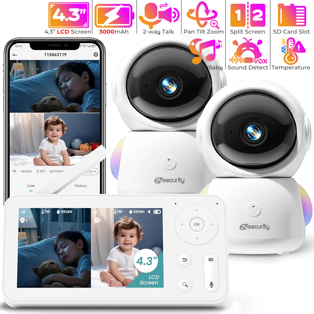 Audio Music Light - 2K babyfoon met 2 camera's en